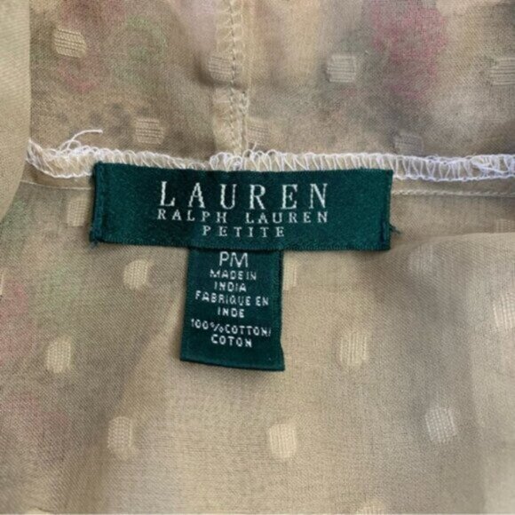 Lauren Ralph Lauren Embroidered Floral Lace Trim Sheer Blouse - Picture 13 of 13
